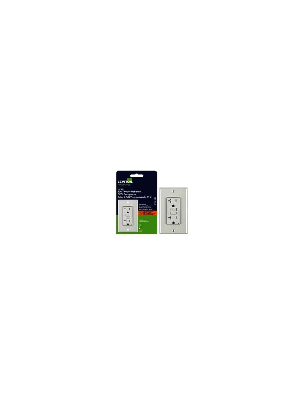 Leviton Decora 20A Tamper-Resistant Slim GFCI Outlet With Wall Plate